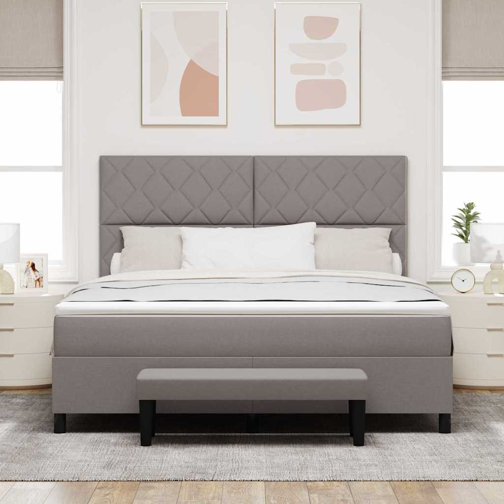 Κρεβάτι με ελατήρια με κεφαλάρι Taupe 180 x 200 cm ύφασμα - Pakobazaar