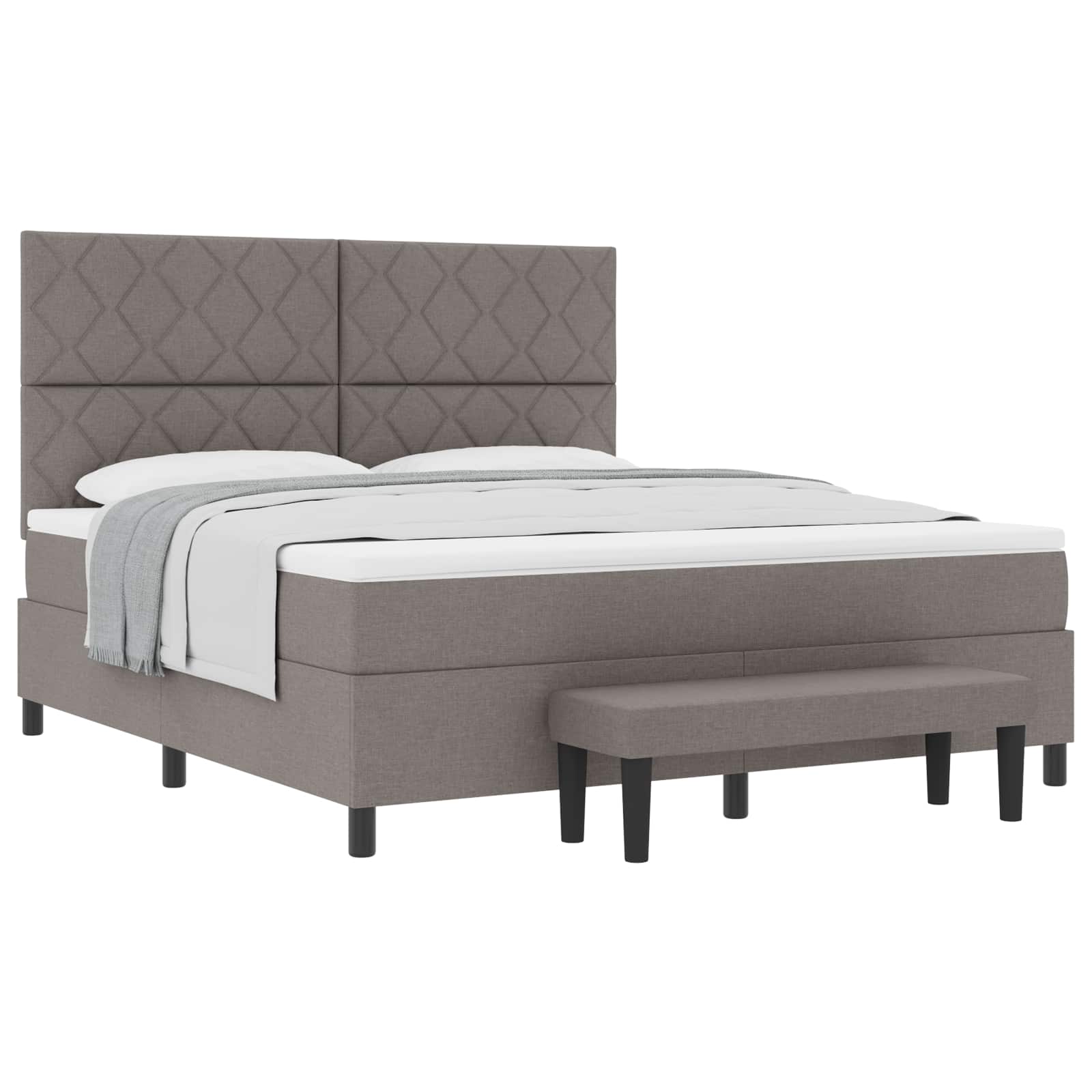 Κρεβάτι με ελατήρια με κεφαλάρι Taupe 180 x 200 cm ύφασμα - Pakobazaar