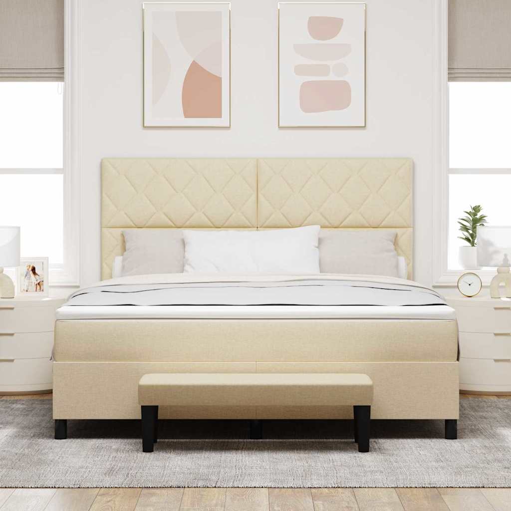Κρεβάτι με ελατήρια με κεφαλάρι Κρεμ 180 x 200 cm ύφασμα - Pakobazaar