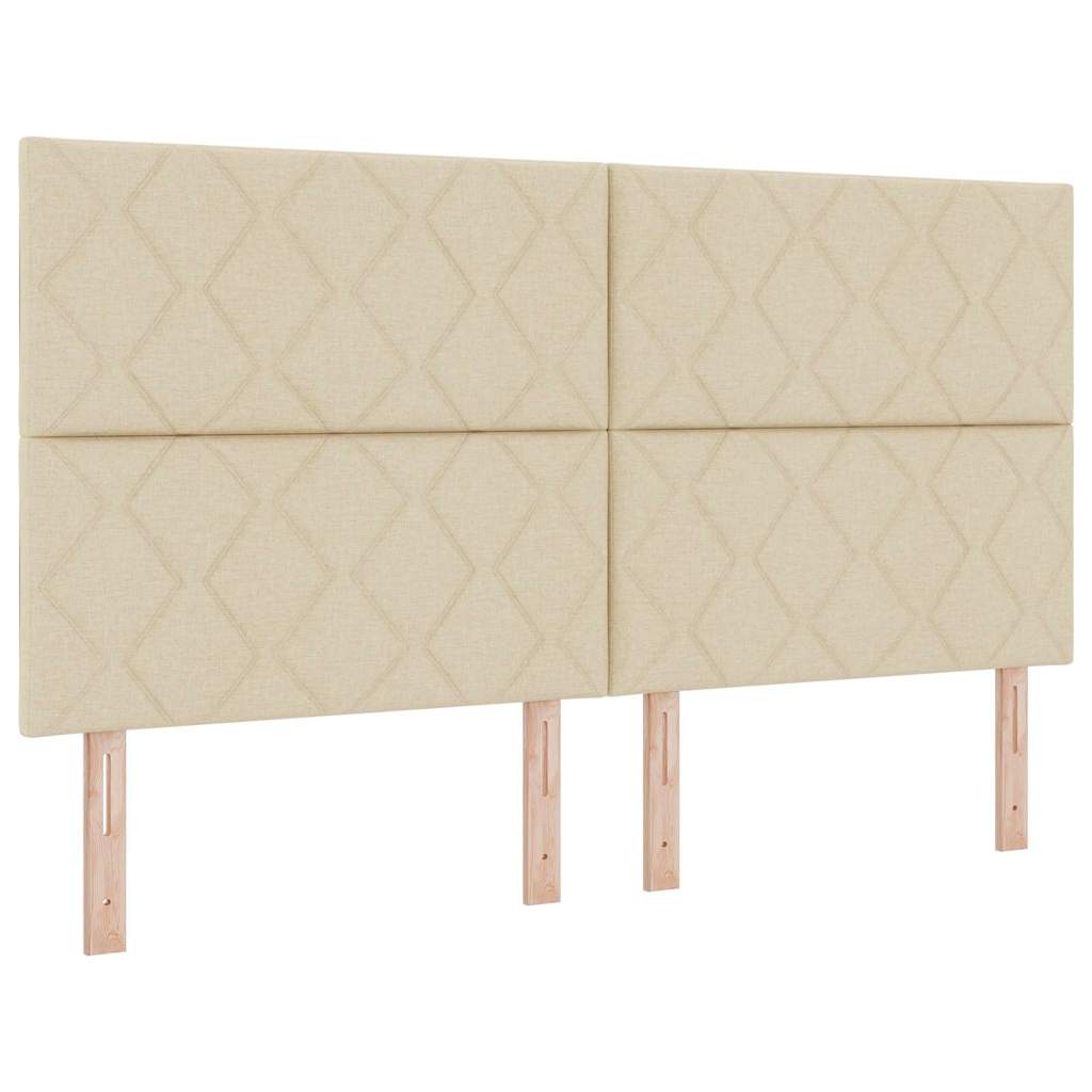 Κρεβάτι με ελατήρια με κεφαλάρι Κρεμ 180 x 200 cm ύφασμα - Pakobazaar