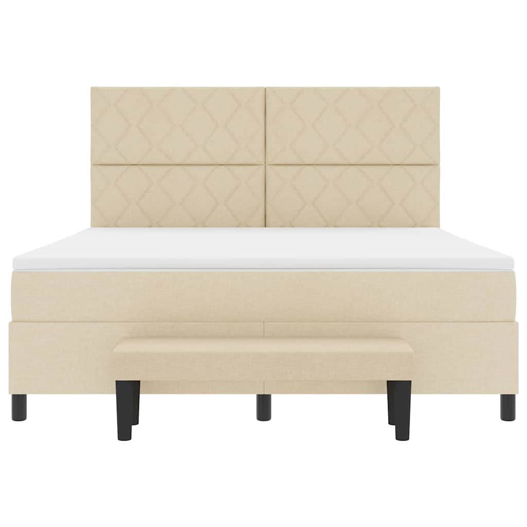 Κρεβάτι με ελατήρια με κεφαλάρι Κρεμ 180 x 200 cm ύφασμα - Pakobazaar