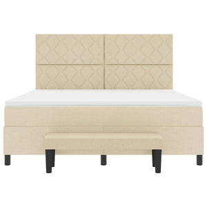Κρεβάτι με ελατήρια με κεφαλάρι Κρεμ 180 x 200 cm ύφασμα - Pakobazaar