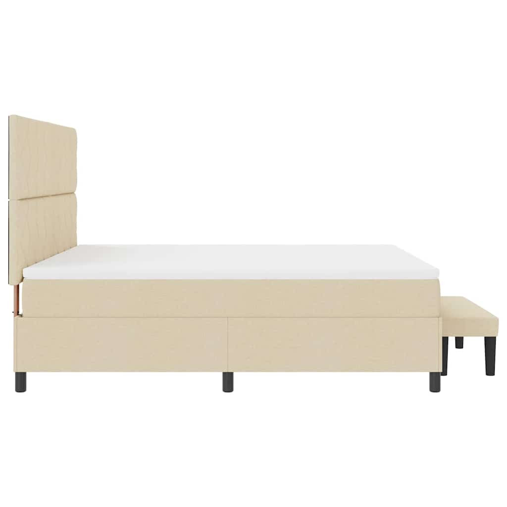 Κρεβάτι με ελατήρια με κεφαλάρι Κρεμ 180 x 200 cm ύφασμα - Pakobazaar