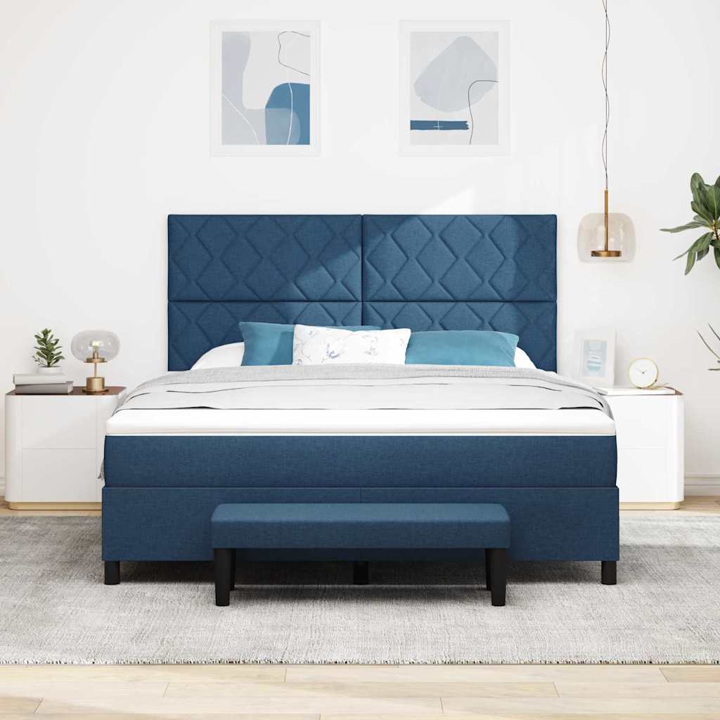 Κρεβάτι με ελατήρια με κεφαλάρι Μπλε 180 x 200 cm ύφασμα - Pakobazaar