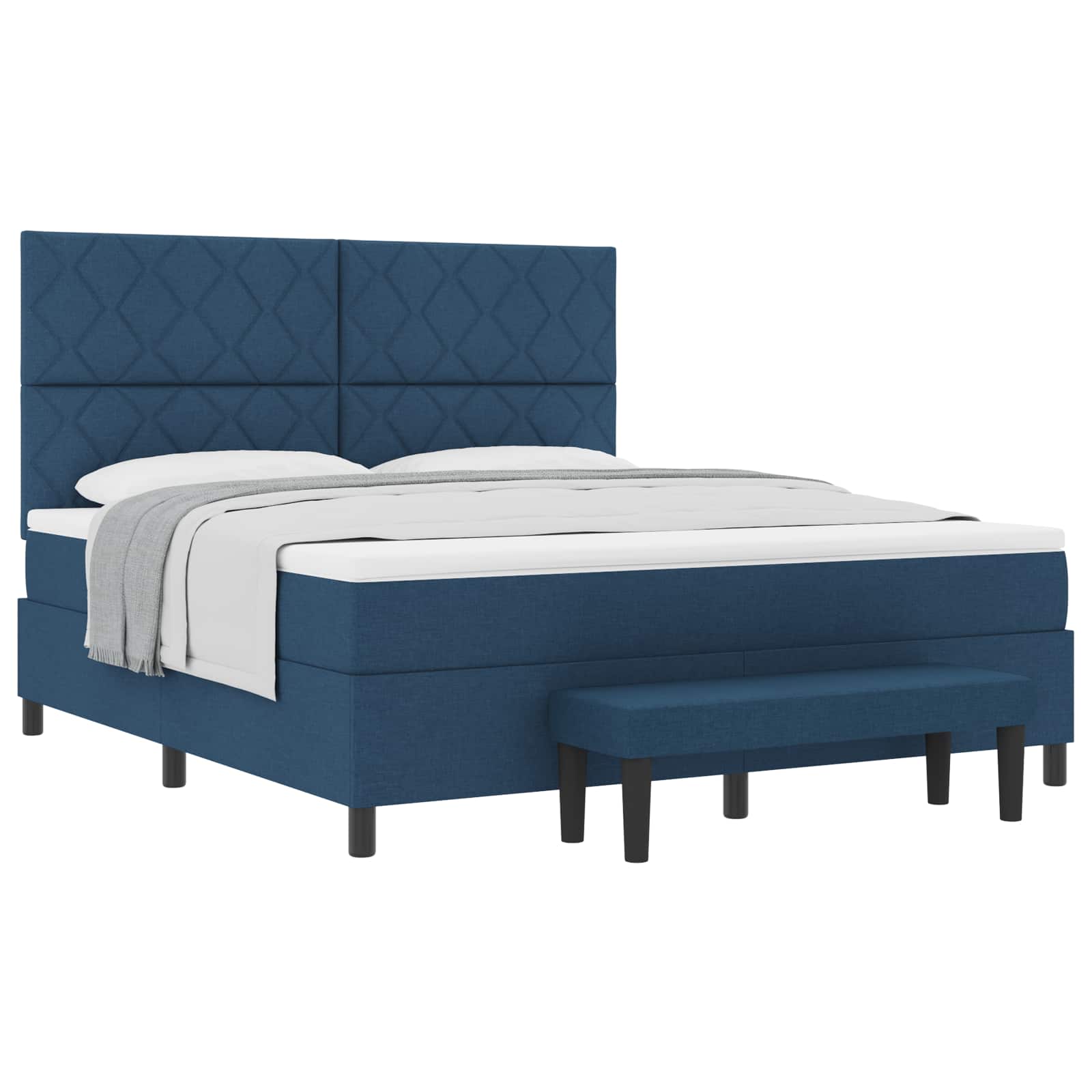 Κρεβάτι με ελατήρια με κεφαλάρι Μπλε 180 x 200 cm ύφασμα - Pakobazaar