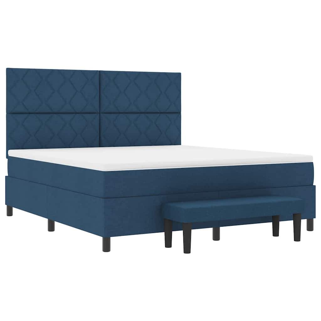 Κρεβάτι με ελατήρια με κεφαλάρι Μπλε 180 x 200 cm ύφασμα - Pakobazaar