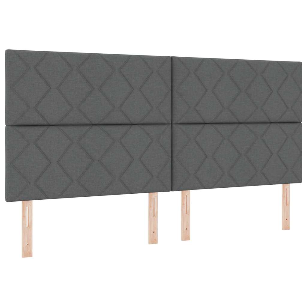 Κρεβάτι με ελατήρια με κεφαλάρι Σκούρο Γκρι 200 x 200 cm ύφασμα - Pakobazaar
