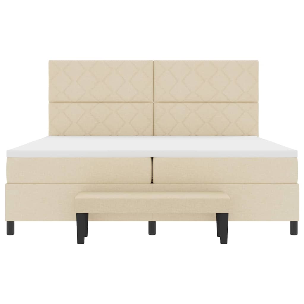 Κρεβάτι με ελατήρια με στρώμα Κρεμ 200 x 200 cm ύφασμα - Pakobazaar