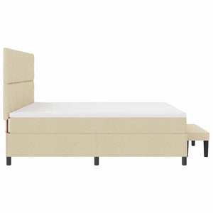Κρεβάτι με ελατήρια με κεφαλάρι Κρεμ 200 x 200 cm ύφασμα - Pakobazaar