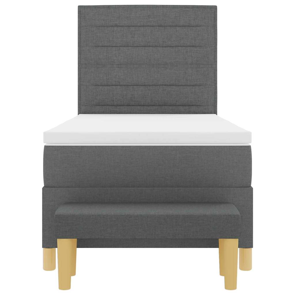 Κρεβάτι με ελατήρια με στρώμα Σκούρο γκρι 90 x 190 cm ύφασμα - Pakobazaar