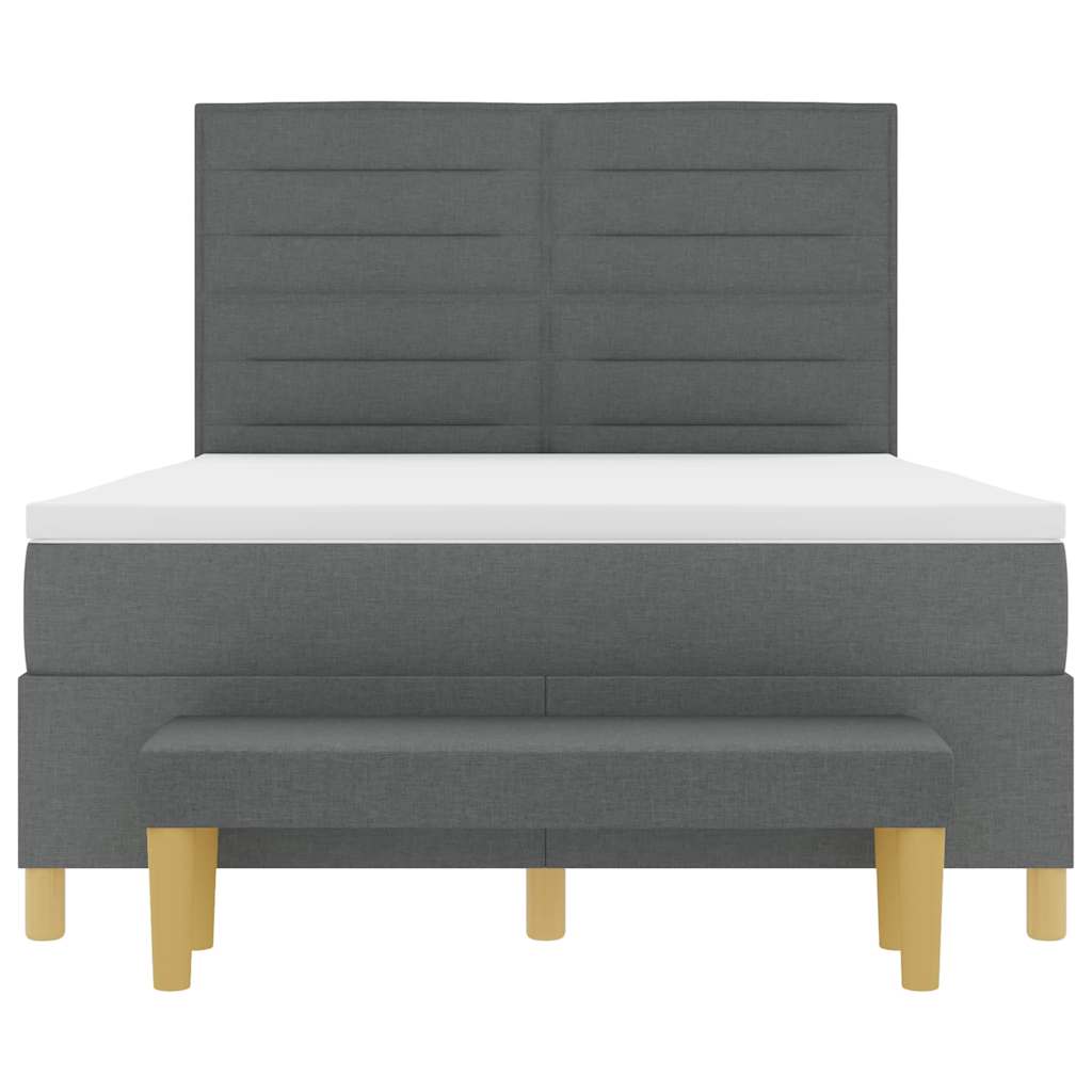 Κρεβάτι με ελατήρια με στρώμα Σκούρο Γκρι 140 x 190 cm ύφασμα - Pakobazaar