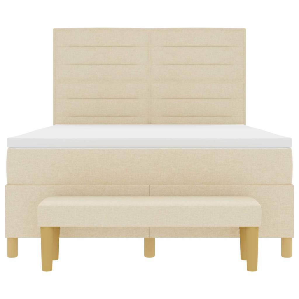 Κρεβάτι με ελατήρια με στρώμα Κρεμ 140 x 190 cm ύφασμα - Pakobazaar