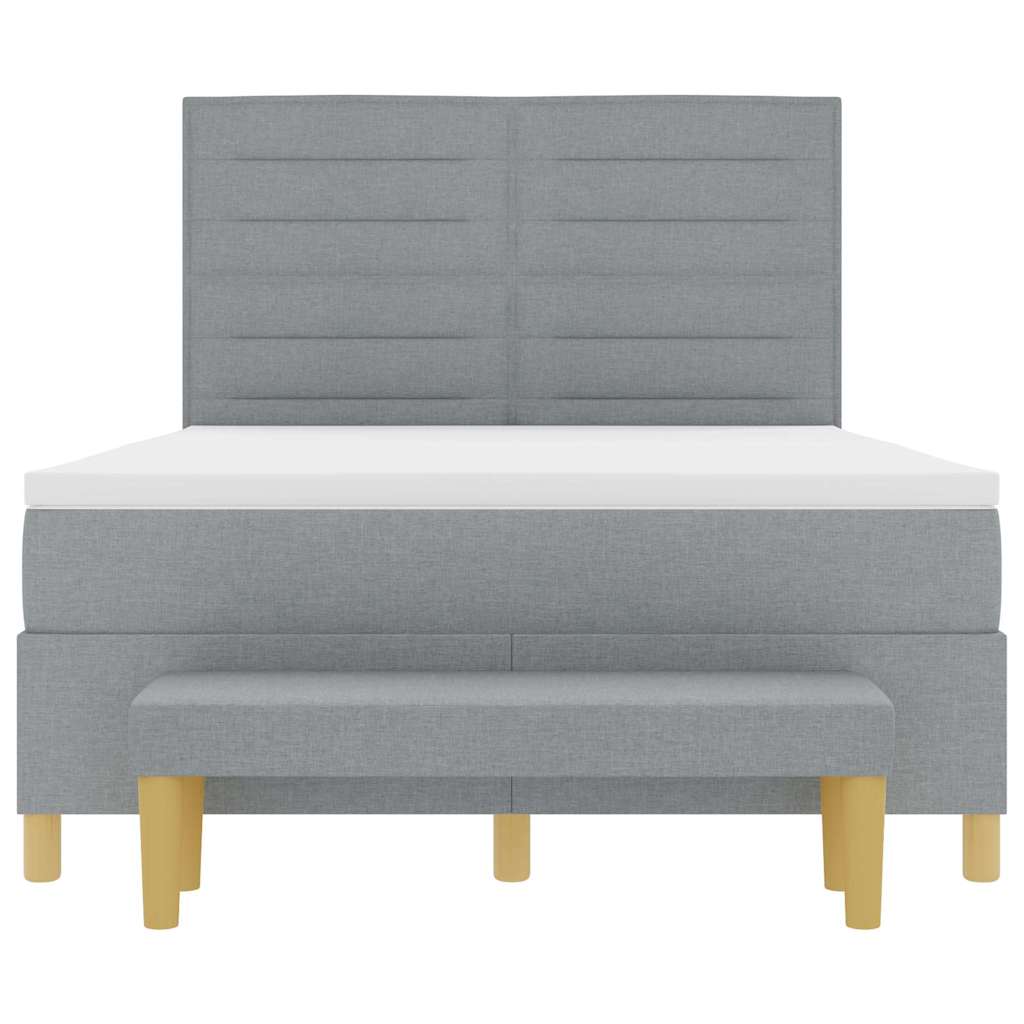 Κρεβάτι με ελατήρια με στρώμα Ανοιχτό γκρι 140 x 200 cm ύφασμα - Pakobazaar