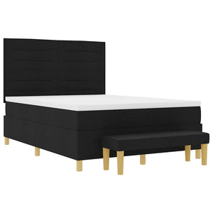 Κρεβάτι με ελατήρια με στρώμα Μαύρο 140 x 200 cm ύφασμα - Pakobazaar