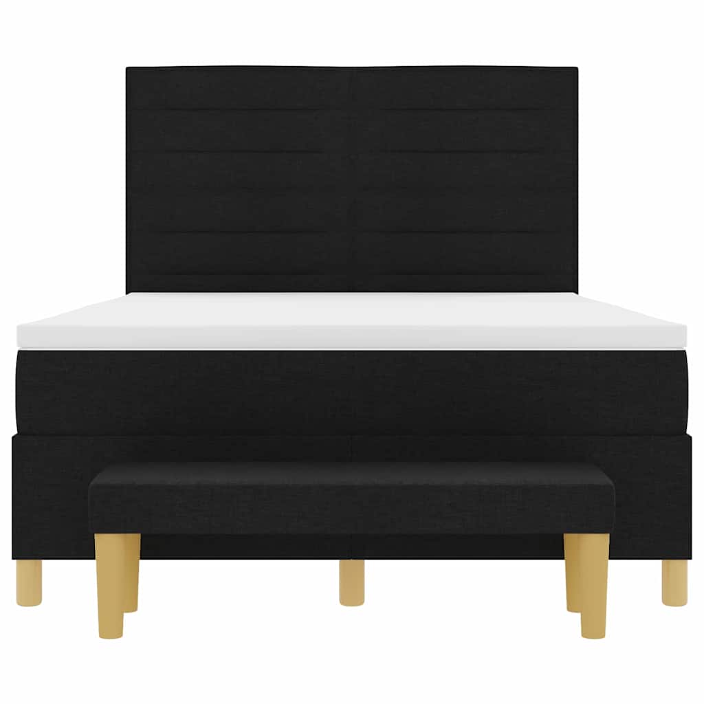 Κρεβάτι με ελατήρια με στρώμα Μαύρο 140 x 200 cm ύφασμα - Pakobazaar