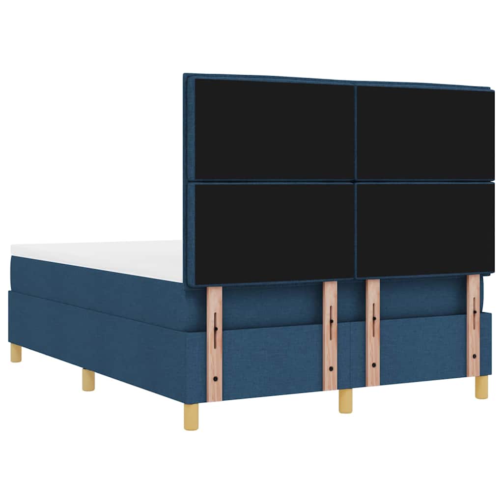 Κρεβάτι με ελατήρια με στρώμα Μπλε 160 x 200 cm ύφασμα - Pakobazaar