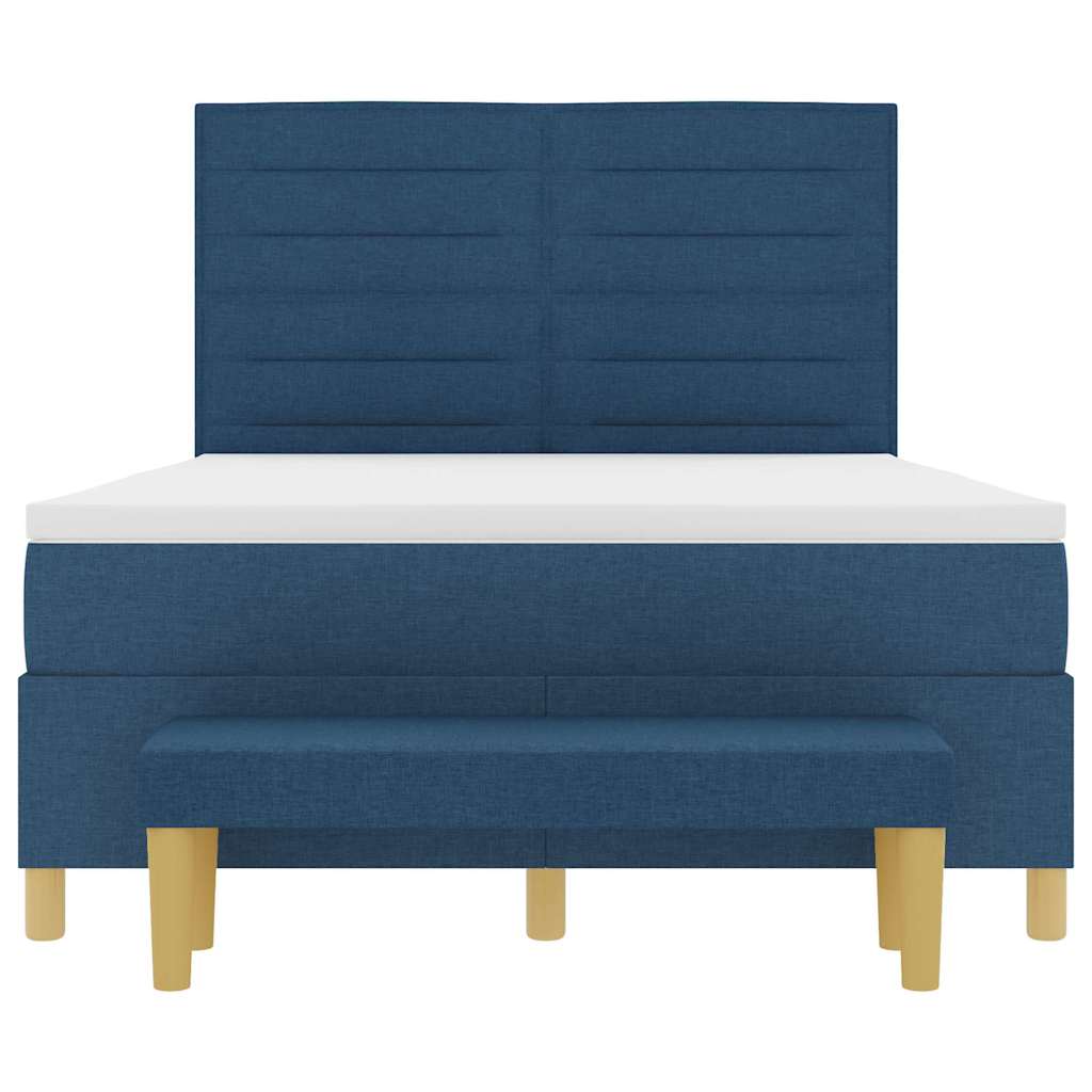 Κρεβάτι με ελατήρια με στρώμα Μπλε 160 x 200 cm ύφασμα - Pakobazaar