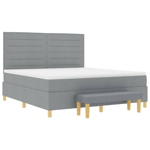 Κρεβάτι με ελατήρια Ανοιχτό γκρι 200 x 180 cm ύφασμα - Pakobazaar