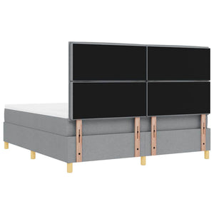 Κρεβάτι με ελατήρια Ανοιχτό γκρι 200 x 180 cm ύφασμα - Pakobazaar