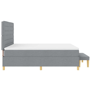 Κρεβάτι με ελατήρια Ανοιχτό γκρι 200 x 180 cm ύφασμα - Pakobazaar