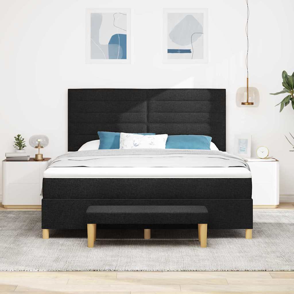Κρεβάτι με ελατήρια με στρώμα Μαύρο 180 x 200 cm ύφασμα - Pakobazaar