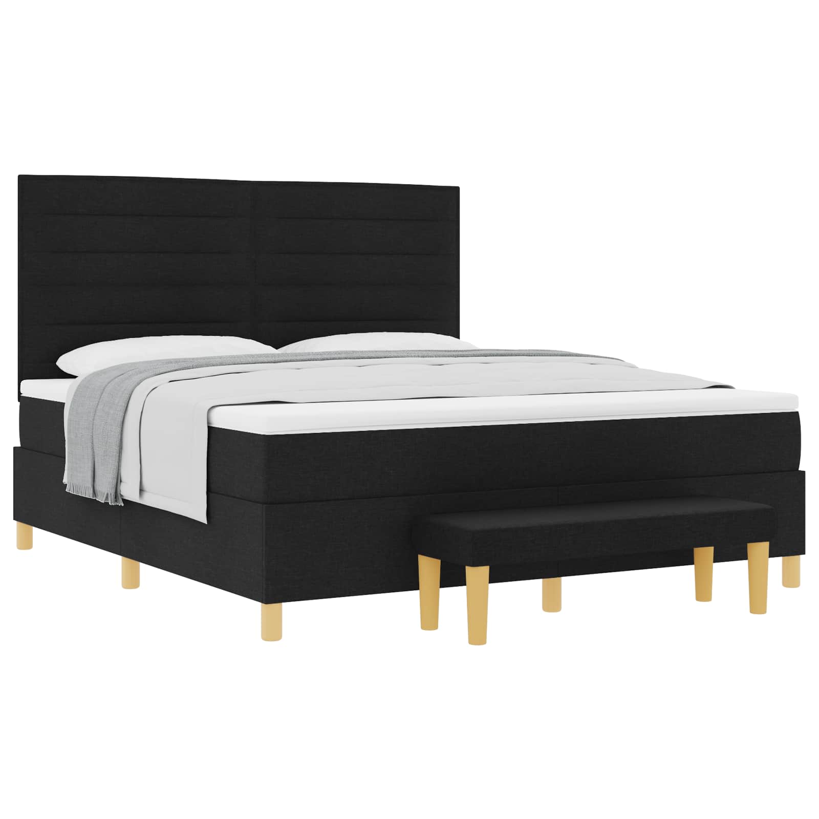 Κρεβάτι με ελατήρια με στρώμα Μαύρο 180 x 200 cm ύφασμα - Pakobazaar