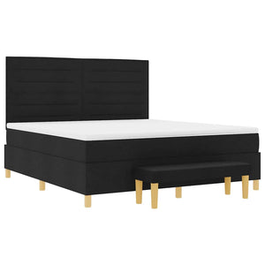 Κρεβάτι με ελατήρια με στρώμα Μαύρο 180 x 200 cm ύφασμα - Pakobazaar