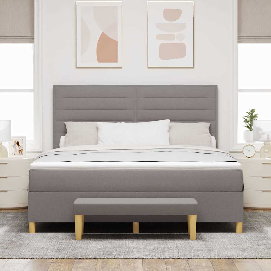 Κρεβάτι με ελατήρια με στρώμα Taupe 180 x 200 cm ύφασμα - Pakobazaar