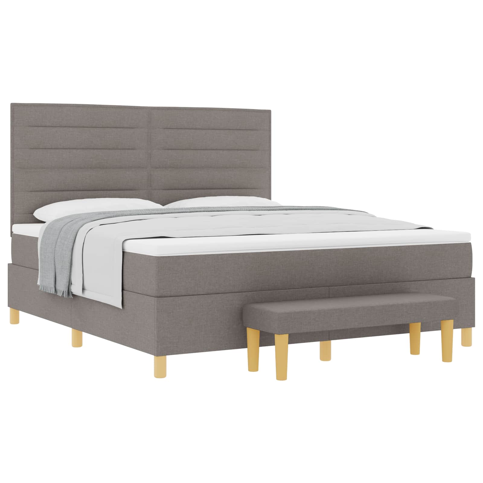 Κρεβάτι με ελατήρια με στρώμα Taupe 180 x 200 cm ύφασμα - Pakobazaar