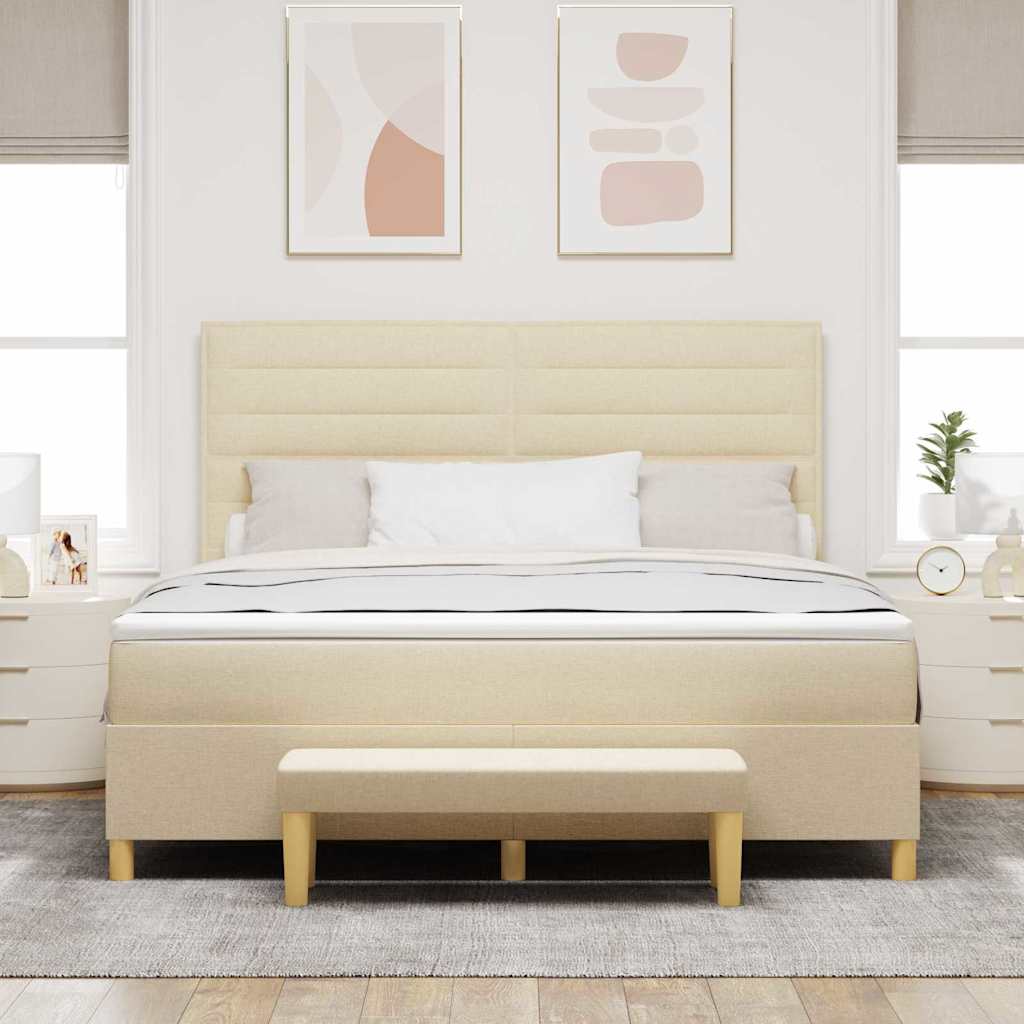 Κρεβάτι με ελατήρια με κεφαλάρι Κρεμ 200 x 180 cm ύφασμα
