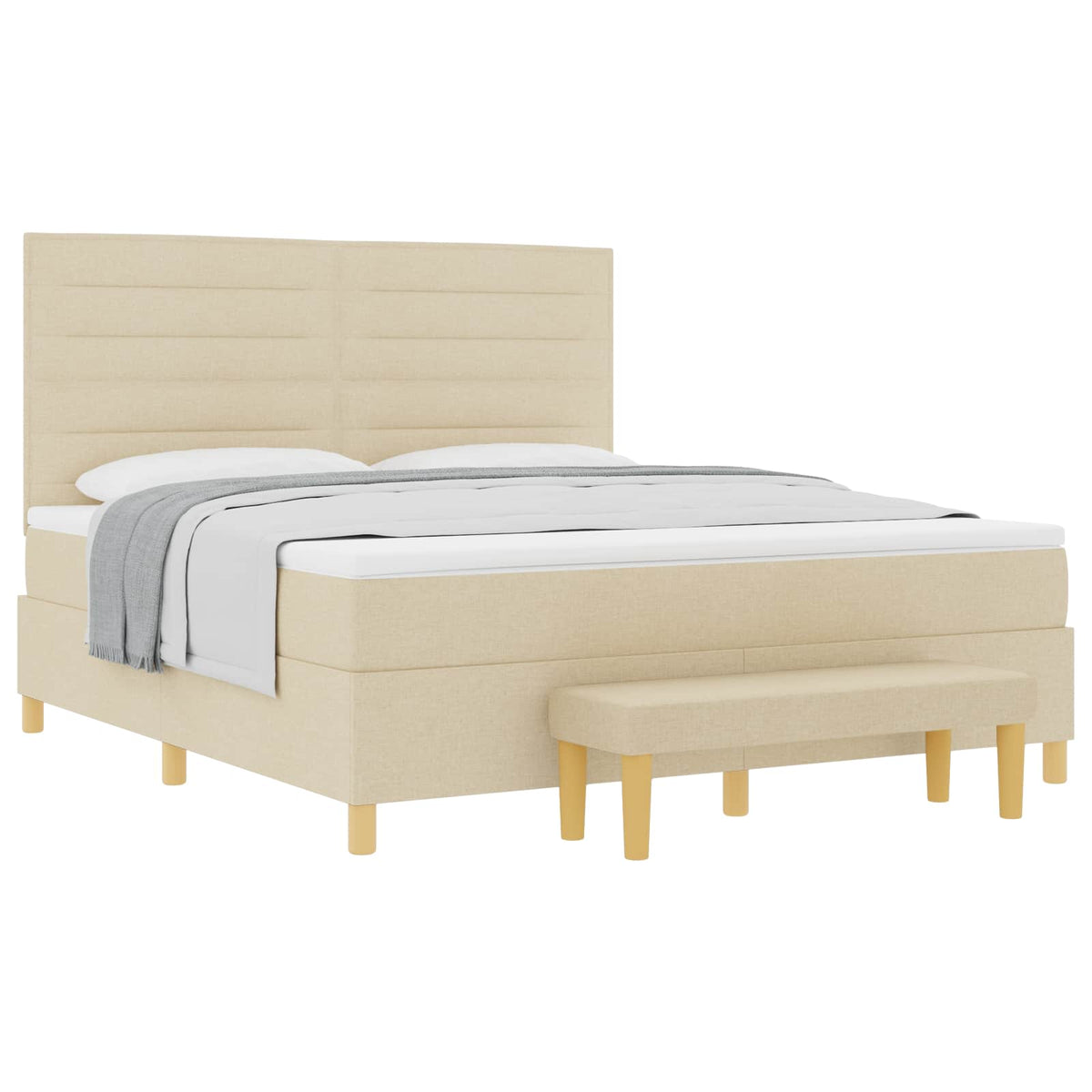 Κρεβάτι με ελατήρια με κεφαλάρι Κρεμ 200 x 180 cm ύφασμα