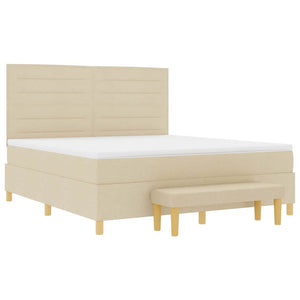 Κρεβάτι με ελατήρια με κεφαλάρι Κρεμ 200 x 180 cm ύφασμα