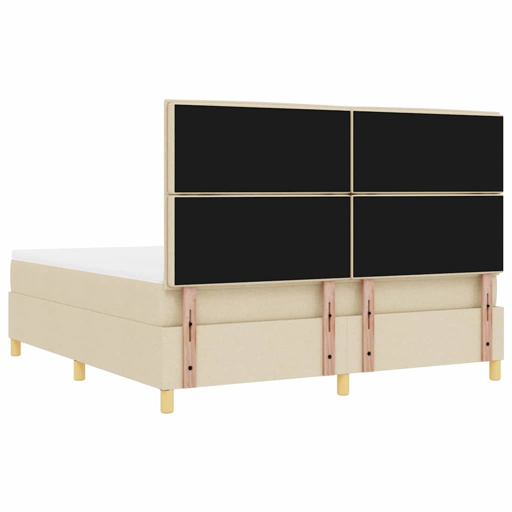 Κρεβάτι με ελατήρια με κεφαλάρι Κρεμ 200 x 180 cm ύφασμα