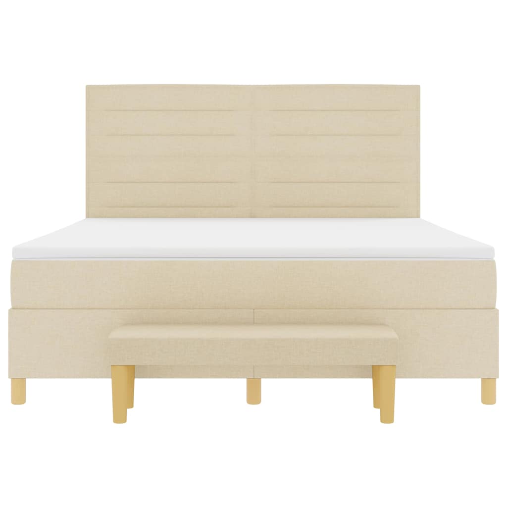 Κρεβάτι με ελατήρια με κεφαλάρι Κρεμ 200 x 180 cm ύφασμα