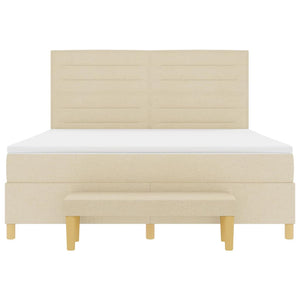 Κρεβάτι με ελατήρια με κεφαλάρι Κρεμ 200 x 180 cm ύφασμα