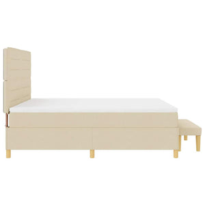 Κρεβάτι με ελατήρια με κεφαλάρι Κρεμ 200 x 180 cm ύφασμα
