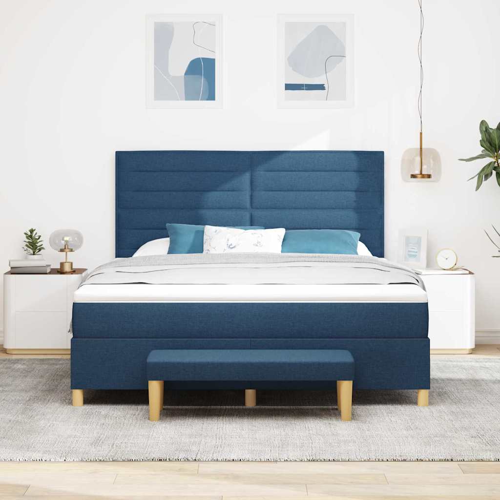 Κρεβάτι με ελατήρια με στρώμα Μπλε 180 x 200 cm ύφασμα - Pakobazaar