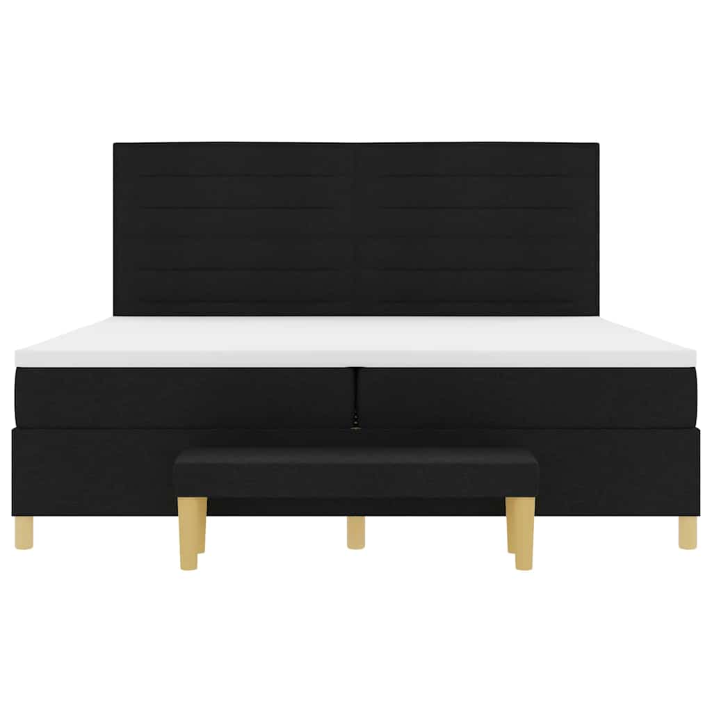 Κρεβάτι με ελατήρια με στρώμα Μαύρο 200 x 200 cm ύφασμα - Pakobazaar