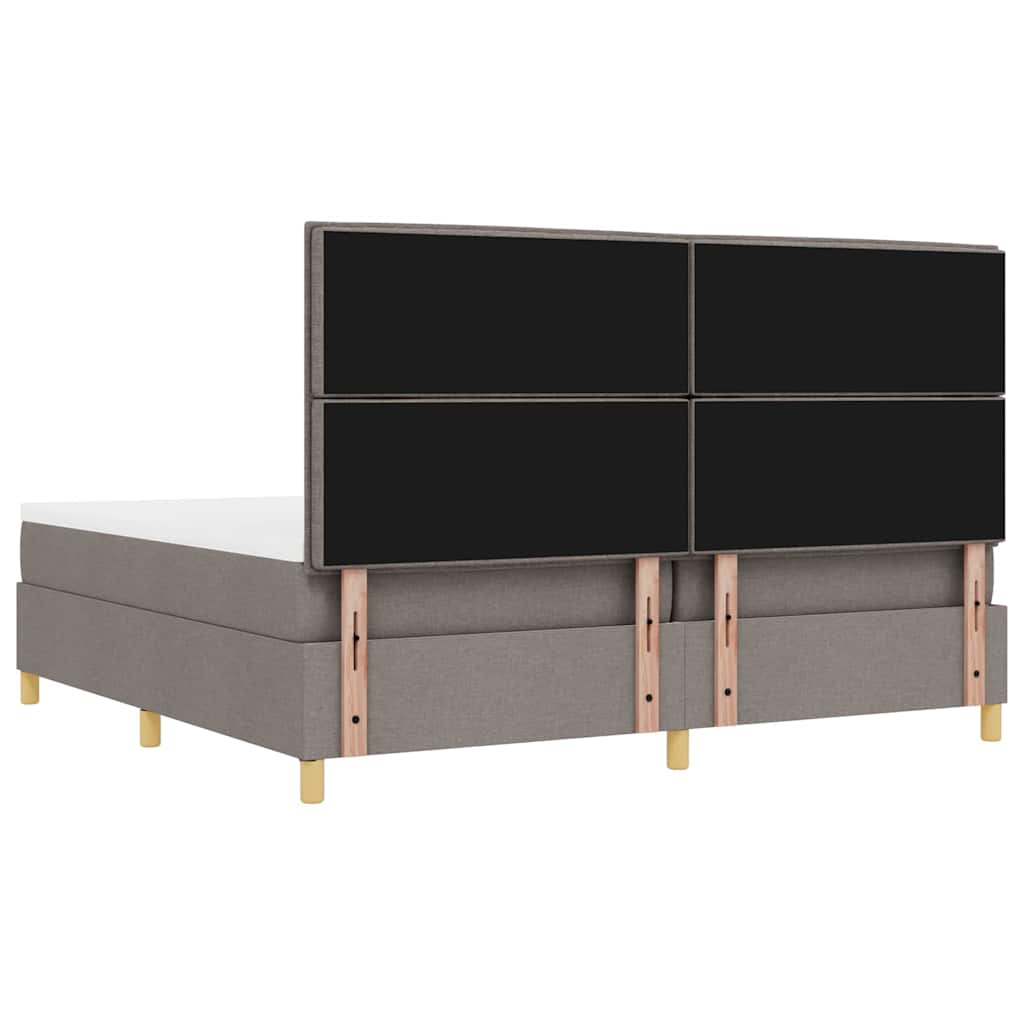 Κρεβάτι με ελατήρια με στρώμα Taupe 200 x 200 cm ύφασμα - Pakobazaar