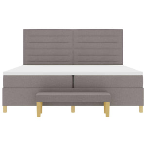 Κρεβάτι με ελατήρια με κεφαλάρι Taupe 200 x 200 cm ύφασμα - Pakobazaar