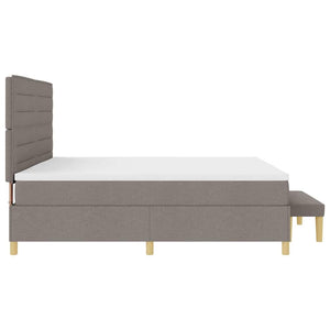 Κρεβάτι με ελατήρια με κεφαλάρι Taupe 200 x 200 cm ύφασμα - Pakobazaar