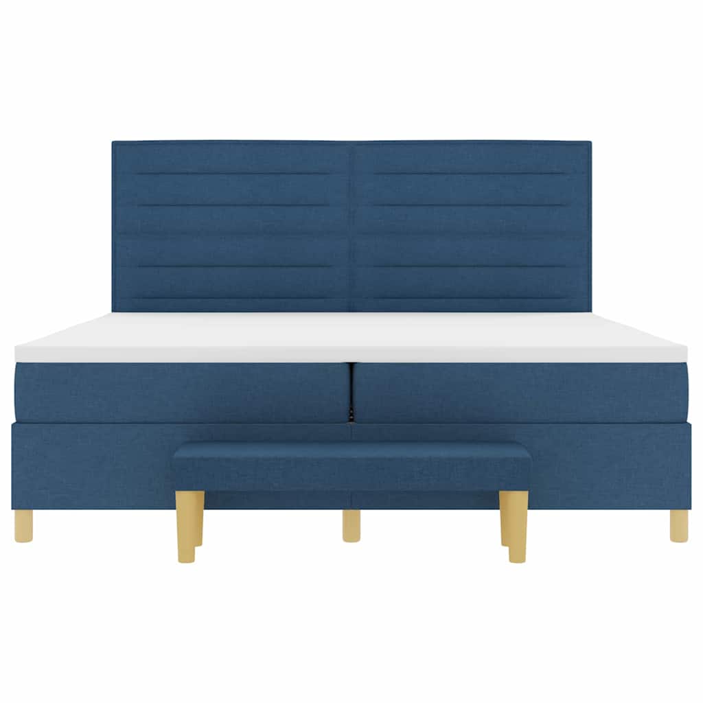 Κρεβάτι με ελατήρια με στρώμα Μπλε 200 x 200 cm ύφασμα - Pakobazaar