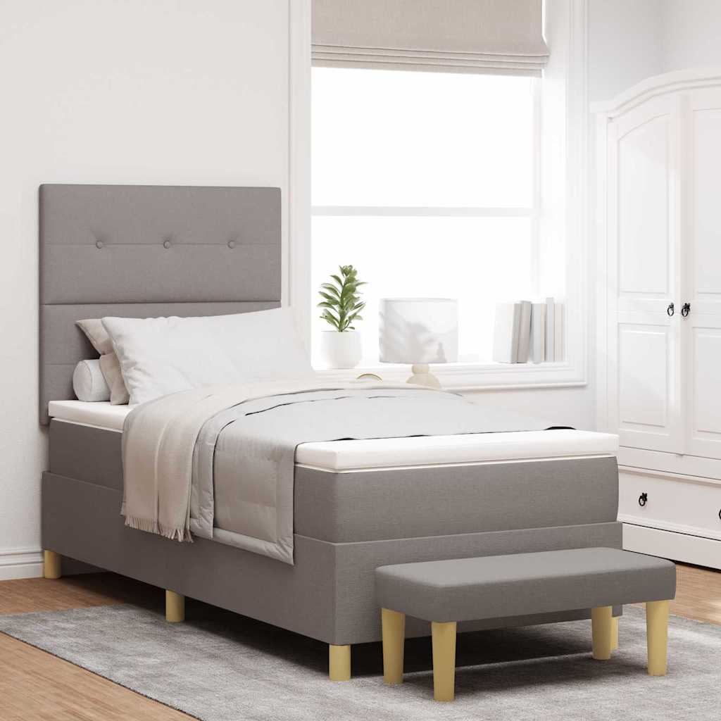 Κρεβάτι με ελατήρια με στρώμα Taupe 80 x 200 cm ύφασμα - Pakobazaar