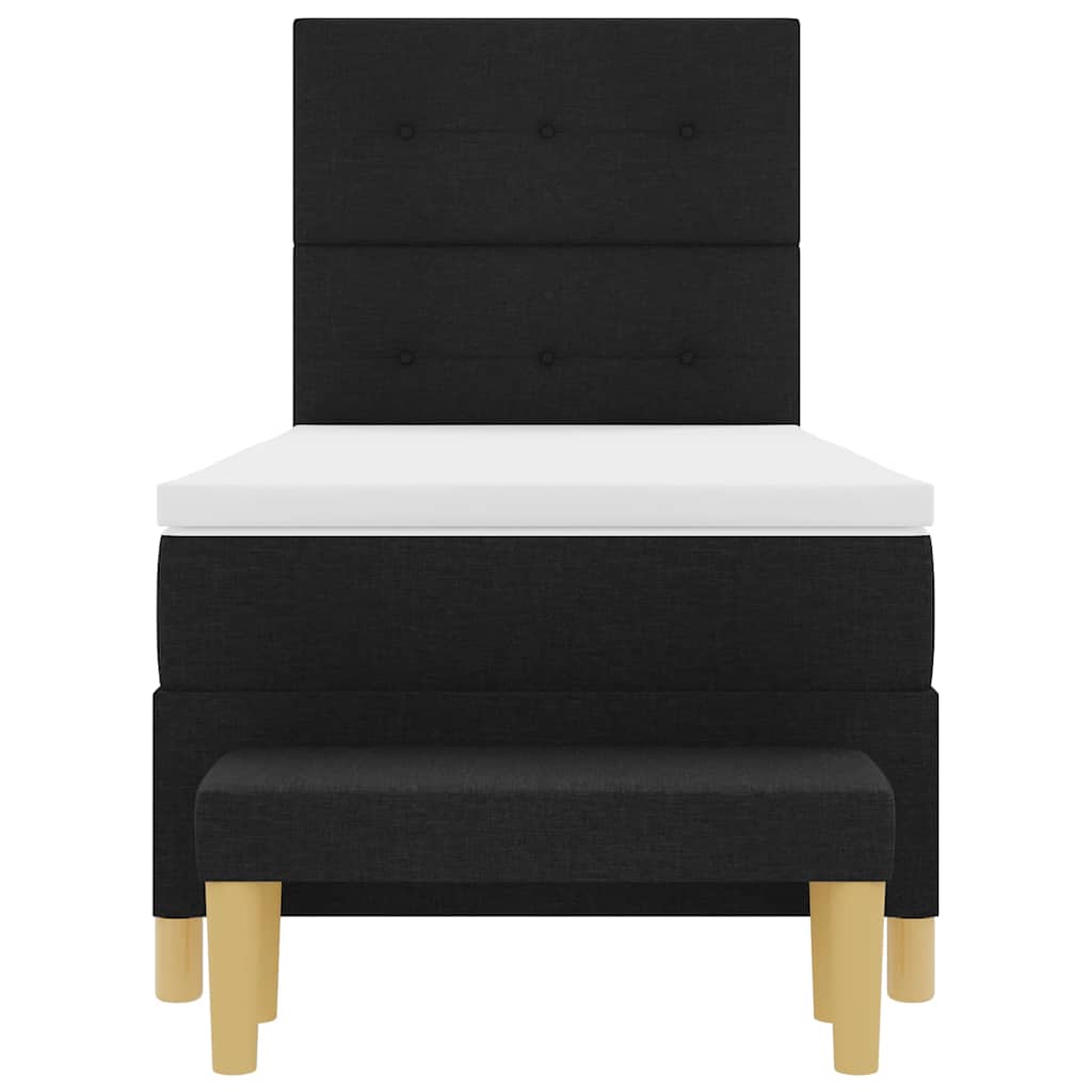 Κρεβάτι με ελατήρια με στρώμα Μαύρο 90 x 190 cm ύφασμα - Pakobazaar