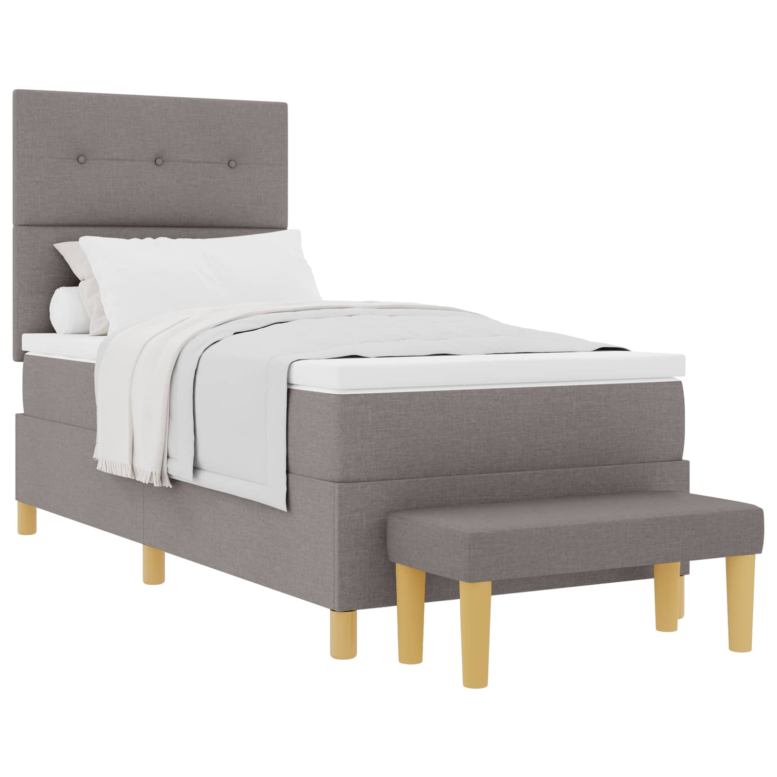 Κρεβάτι με ελατήρια με κεφαλάρι Taupe 190 x 90 cm ύφασμα