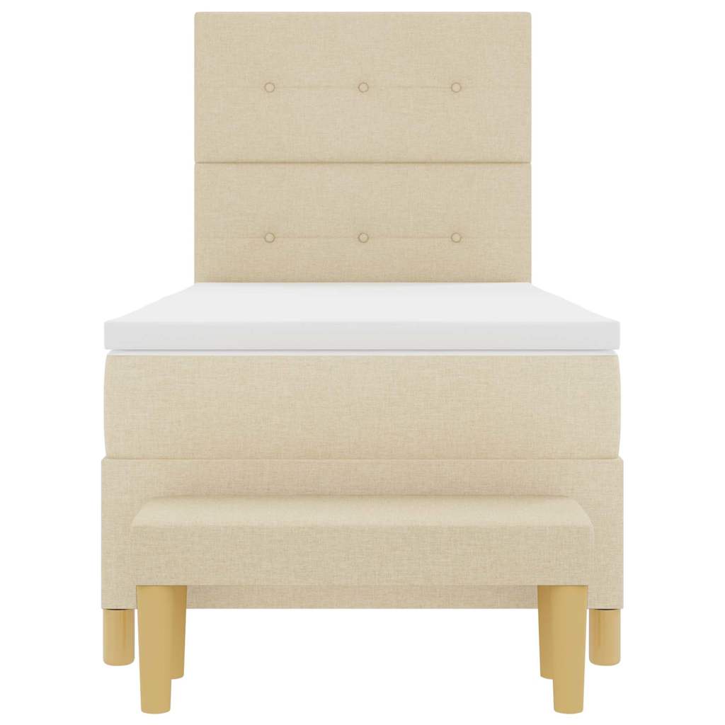 Κρεβάτι με ελατήρια με στρώμα Κρεμ 90 x 200 cm ύφασμα - Pakobazaar