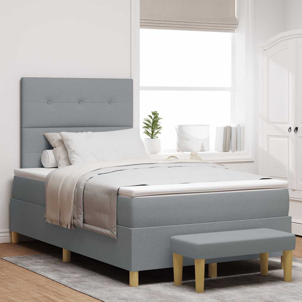 Κρεβάτι με ελατήρια Ανοιχτό γκρι 120 x 200 cm ύφασμα - Pakobazaar