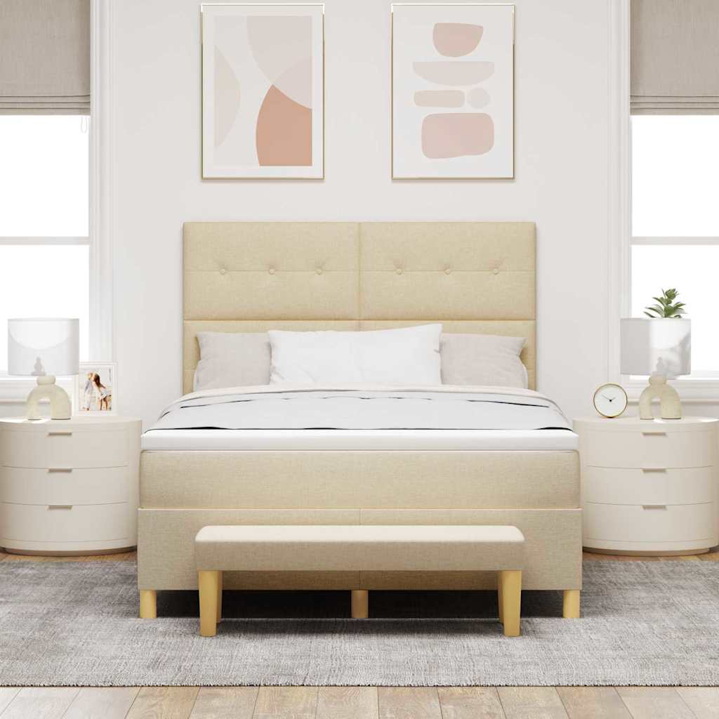 Κρεβάτι με ελατήρια με στρώμα Κρεμ 140 x 190 cm ύφασμα - Pakobazaar