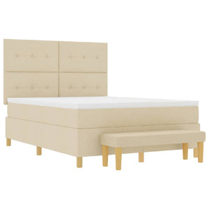Κρεβάτι με ελατήρια με στρώμα Κρεμ 140 x 190 cm ύφασμα - Pakobazaar