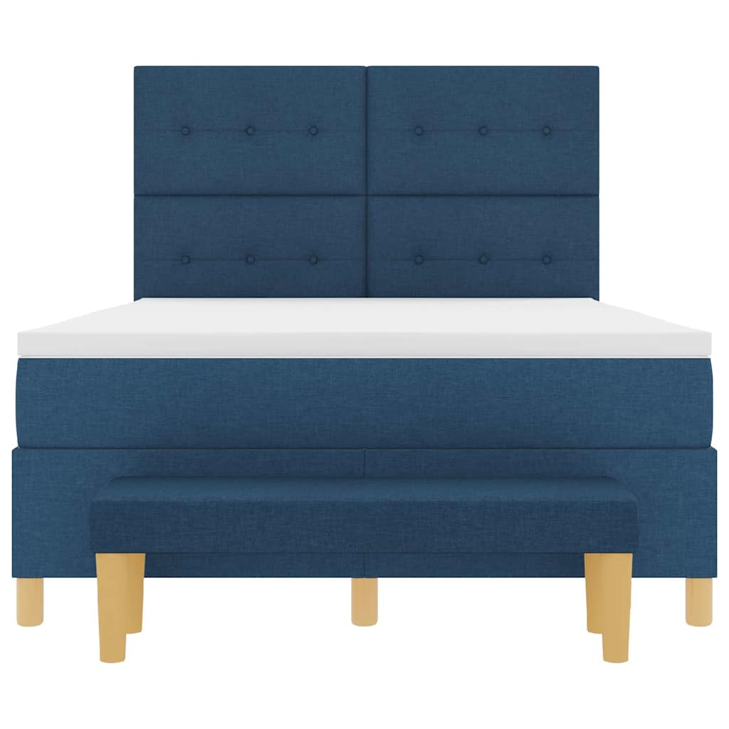Κρεβάτι με ελατήρια με κεφαλάρι Μπλε 190 x 140 εκατοστά ύφασμα